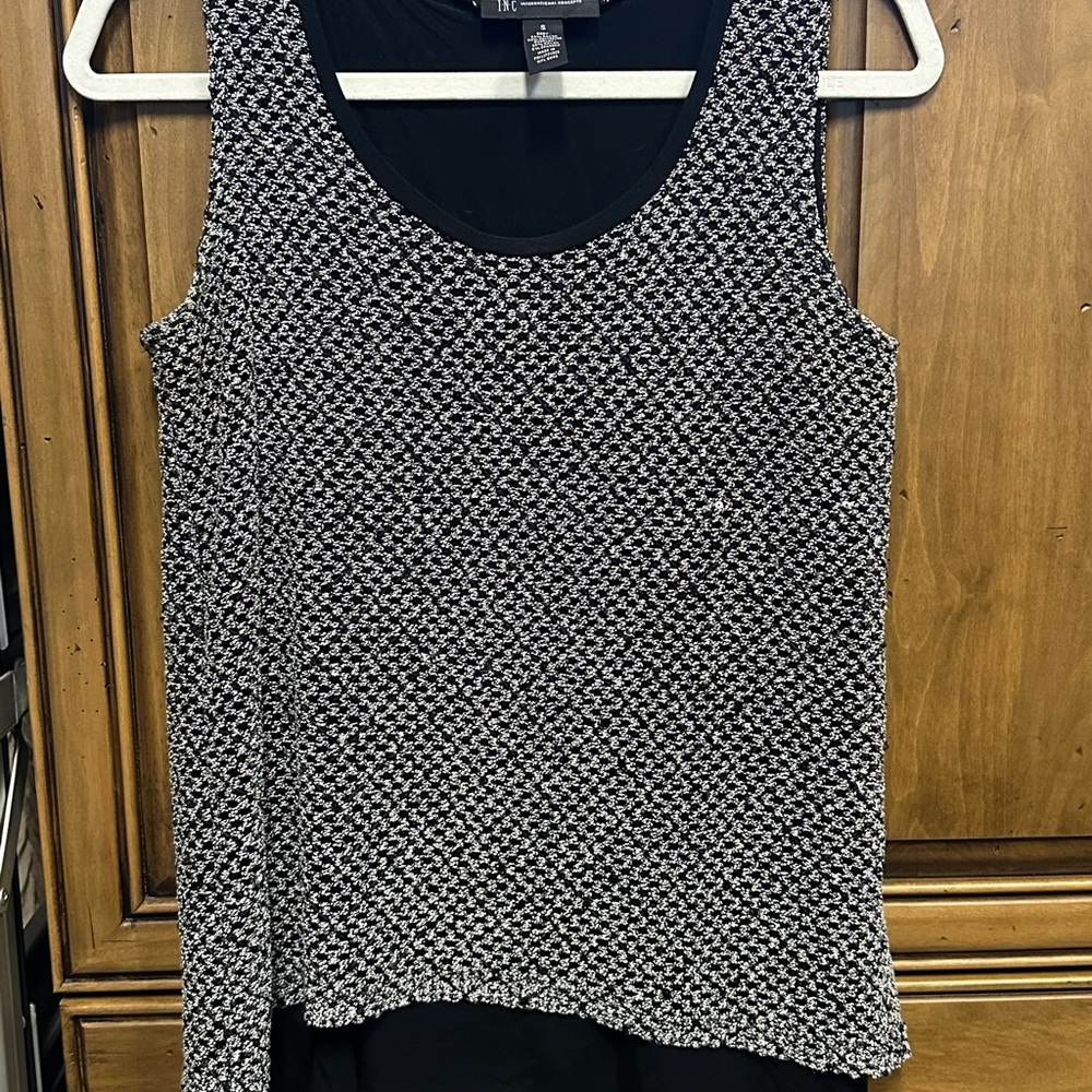 INC International Concepts Black and White Sleeveless Top
